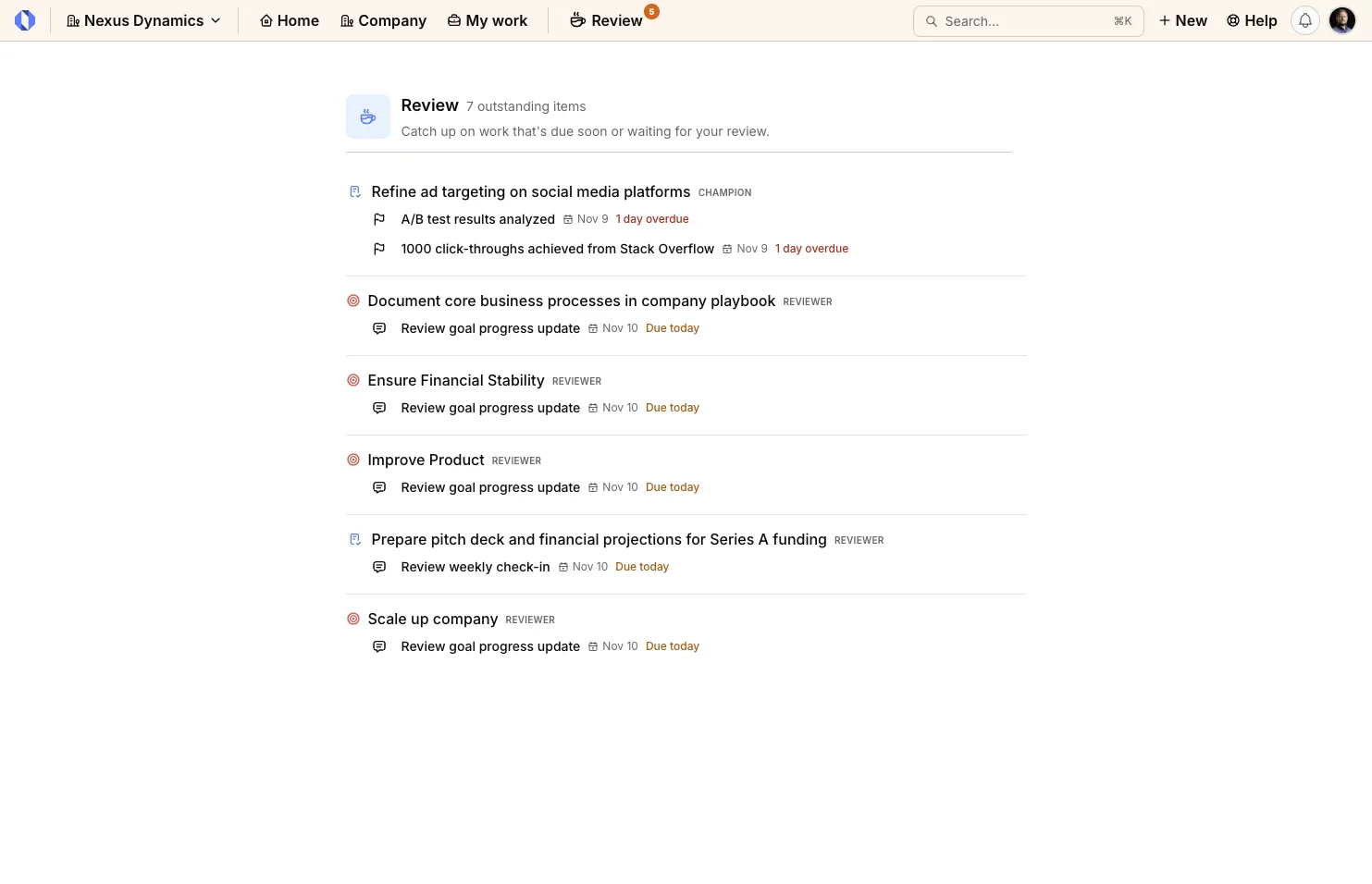 Redesigned Review Page